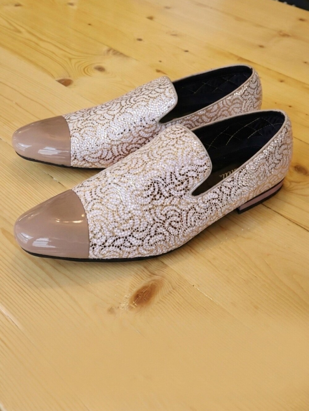 Amali Men's Metallic Smoking Texture Slip on Shoes Saray Flesh Loafers 10.5